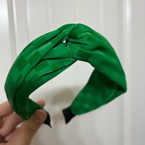 Green top knot headband